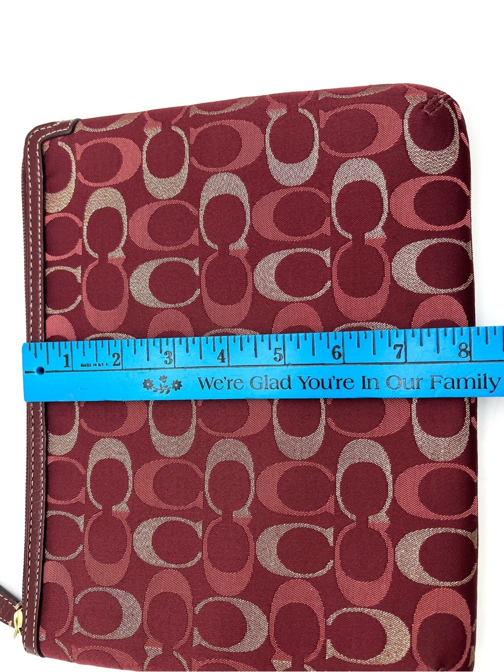 Coach Burgundy Signature Jacquard Padded iPad Tablet Sleeve - Picture 12 of 13